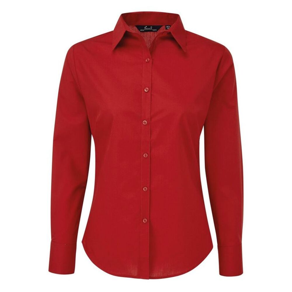 Premier Womens/Ladies Long-Sleeved Shirt / Red